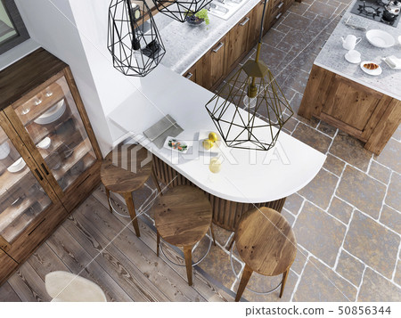 The bar counter in the kitchen loft style. 50856344