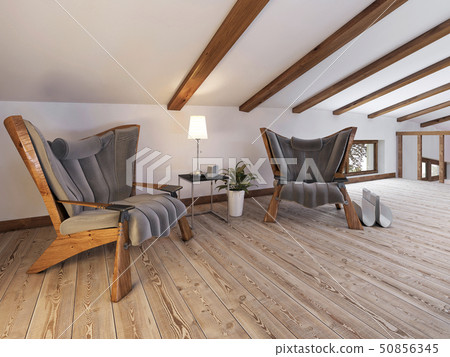 The attic floor with a seating area with designer 50856345