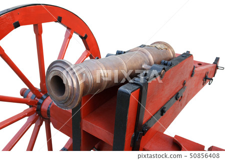 old vintage red gunpowder post-medieval artillery 50856408