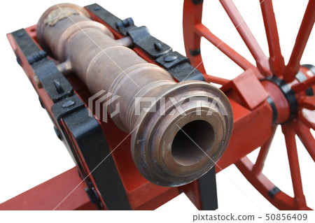 old vintage red gunpowder post-medieval artillery 50856409