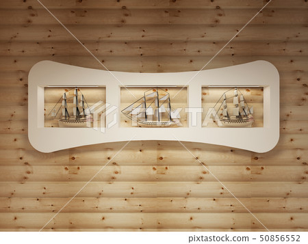 White shelves with niches with models of sea 50856552