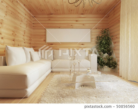 living room interior in a log house. 50856560