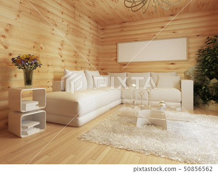 living room interior in a log house. living room interior in a log house. 50856562