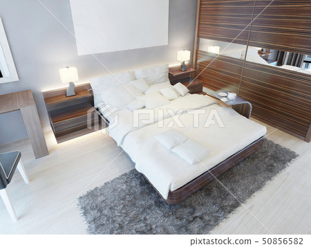 Contemporary bedroom in bright colors with brown Contemporary bedroom in bright colors with brown 50856582