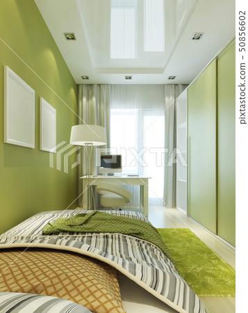 Children's room for the boy in light green colors. 50856602