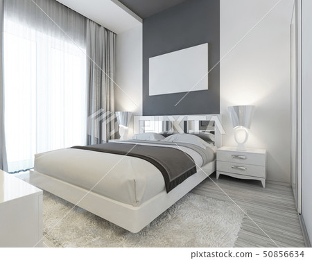 Bedroom in Art Deco style in white and gray 50856634
