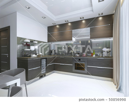 Kitchen Contemporary in brown with white walls and Kitchen Contemporary in brown with white walls and 50856998
