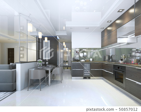 Kitchen Contemporary in brown with white walls and Kitchen Contemporary in brown with white walls and 50857012