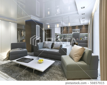 Luxury living room studio in a modern style. - Stock Illustration ...