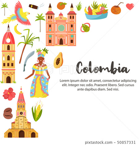 Tourist poster with famous destination of Colombia 50857331