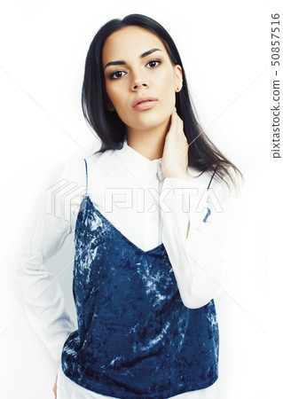 young pretty asian woman happy smiling emotional posing isolated on white background, lifestyle young pretty asian woman happy smiling emotional posing isolated on white background, lifestyle 50857516