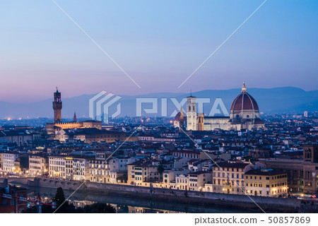 Skyline of dusk Florence overlooking from Piazzale Michelangelo, Italy Skyline of dusk Florence overlooking from Piazzale Michelangelo, Italy 50857869