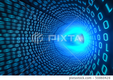 Blue binary tunnel background Blue binary tunnel background 50860428
