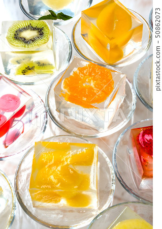 Beautiful fruit jelly Colorful sweet delicious fruit jelly 50862073