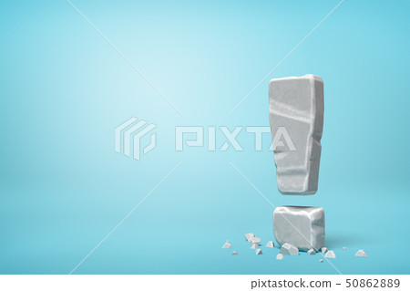 3d rendering of stone concrete exclamation mark on blue background 50862889