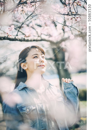 Cherry blossom spring woman portrait 50863530