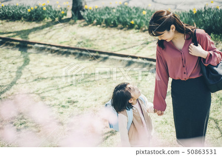 Cherry blossom spring parent and child new life 50863531