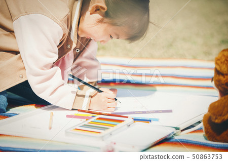 Park drawing girl Park drawing girl 50863753