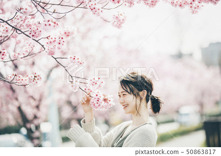 Cherry blossom spring woman 50863817