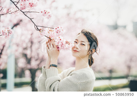 櫻花春天婦女畫象 50863950