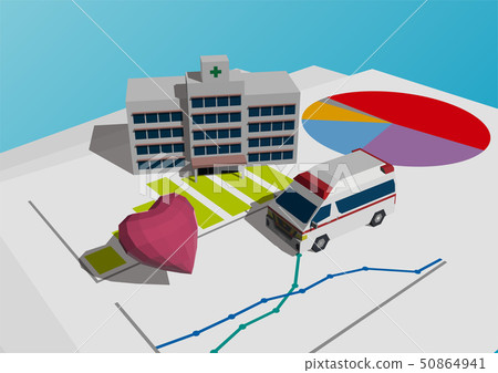 Vector illustration design layout ai eps ambulance hospital heart graph miniature 50864941