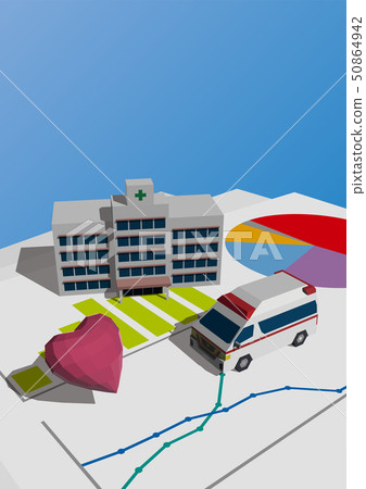 Vector illustration design layout ai eps ambulance hospital heart graph miniature 50864942