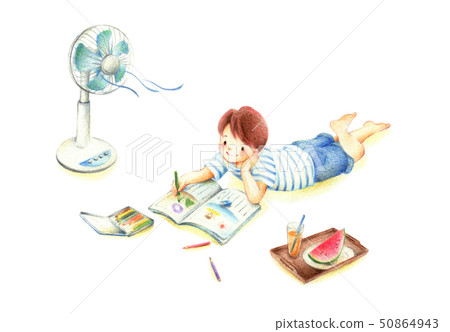Summer vacation children doing homework 50864943