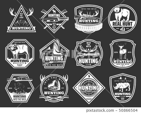Hunt wild animals and birds, hunter club badges 50866504
