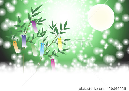 日本材料 Tanabata節日 傳統 帶 竹裝飾 夏天 銀河系 星空 閃光 7月 插圖 免費 插圖素材 圖庫