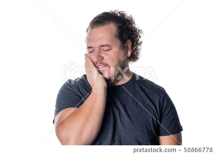 Portrait of sleepy man on white background Portrait of sleepy man on white background 50866778