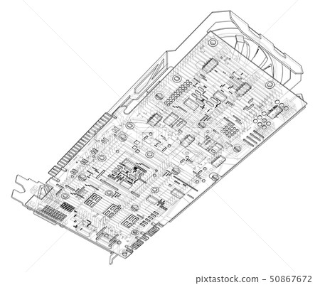 Gpu Card Outline. Vector 50867672