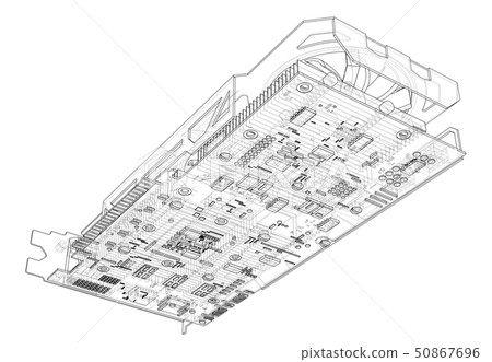 Gpu Card Outline. Vector 50867696