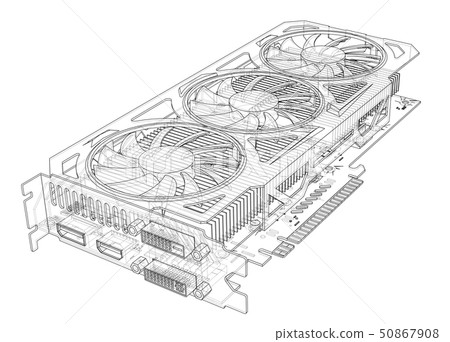 Gpu Card Outline. Vector Gpu Card Outline. Vector 50867908