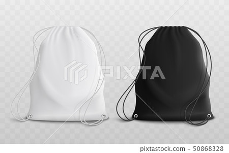 Set of blank drawstring bags mockup 3d realistic vector illustration. Set of blank drawstring bags mockup 3d realistic vector illustration. 50868328