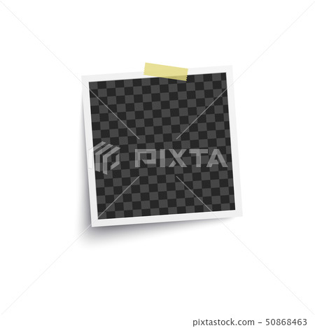 Album blank or empty photo square frame placed on wall with adhesive tape mockup. Album blank or empty photo square frame placed on wall with adhesive tape mockup. 50868463
