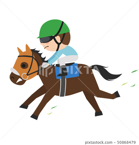 Horse racing illustration. A racehorse and a young jockey running hard. Horse racing illustration. A racehorse and a young jockey running hard. 50868479