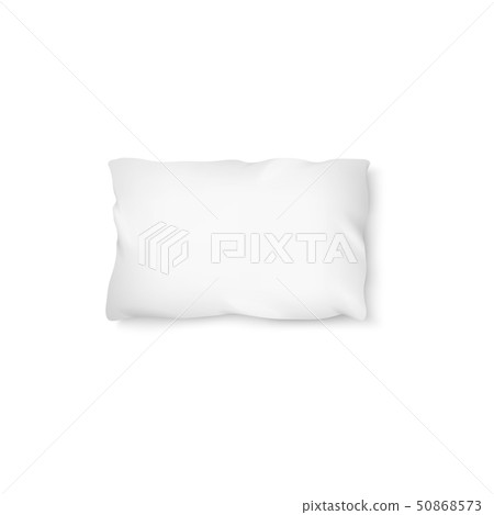 Blank clean pillow or cushion from white fabric 3d vector mockup isolated. 50868573
