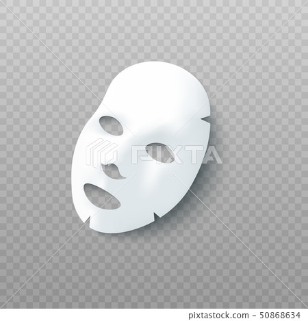 White sheet facial cosmetic mask vector isolated on transparent background. 50868634