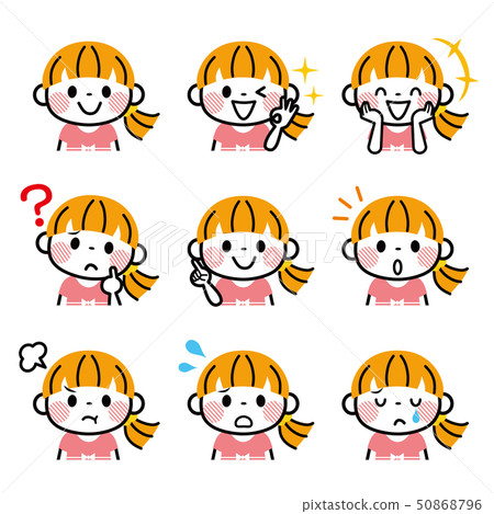 Girl facial expression set 50868796