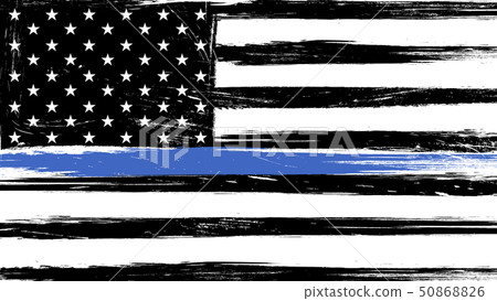 Grunge USA flag with a thin blue line - a sign to Grunge USA flag with a thin blue line - a sign to 50868826