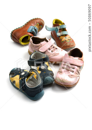 used children shoes close up used children shoes close up 50869097