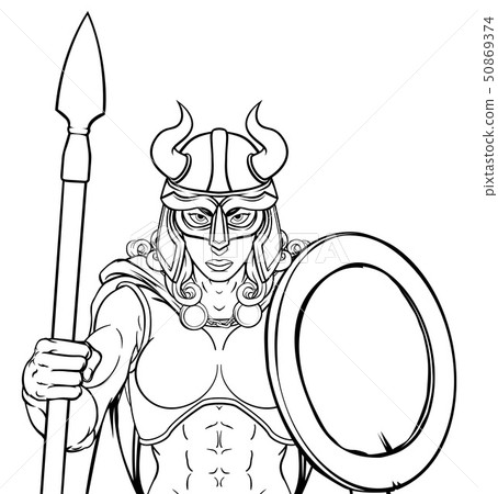 Viking Female Gladiator Warrior Woman Team Mascot  50869374