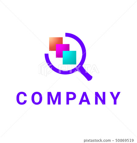 magnifying glass logo, orange, three paper in the magnifying glass logo, orange, three paper in the 50869519