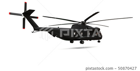 Military transport or rescue helicopter on white background. 3d illustration. 50870427