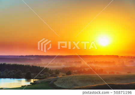 Red sunset in a countryside 50871196