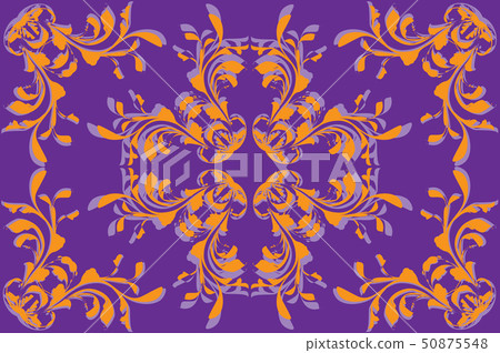 Yellow flower pattern on violet background Yellow flower pattern on violet background 50875548