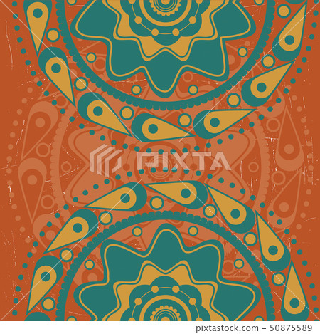 Turquoise ornament on orange background Turquoise ornament on orange background 50875589