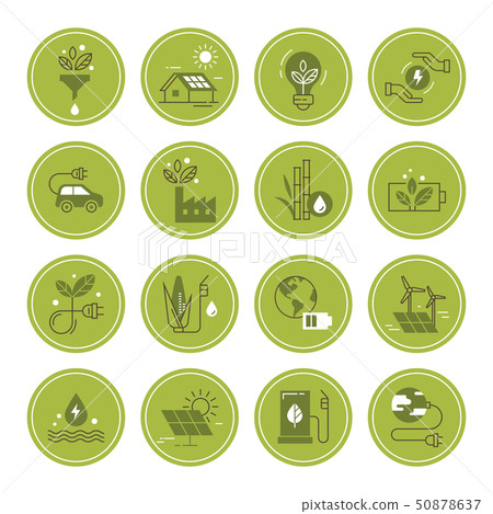 Set of clean energy vector icons in flat style. 50878637