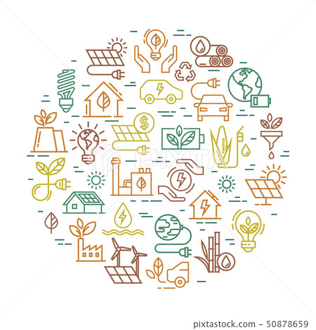 Vector round creative alternative energy sources sign. Vector round creative alternative energy sources sign. 50878659