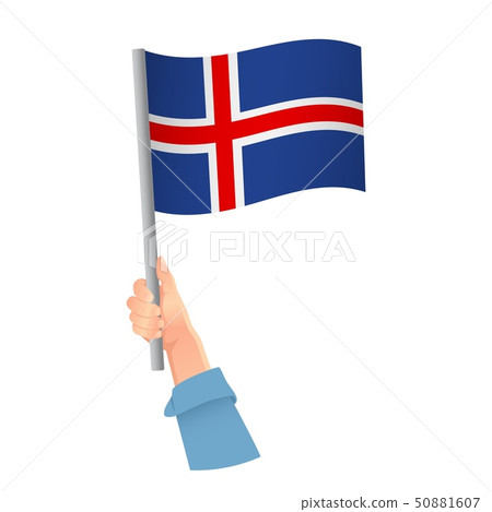 Iceland flag in hand icon 50881607